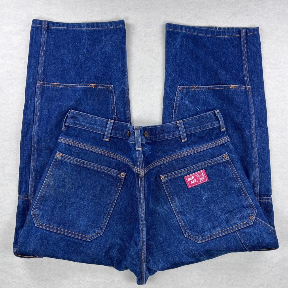 VTG Baileys Wild Ass Mens Double Knee Jeans Indigo Blue Denim 38x28 Made Canada